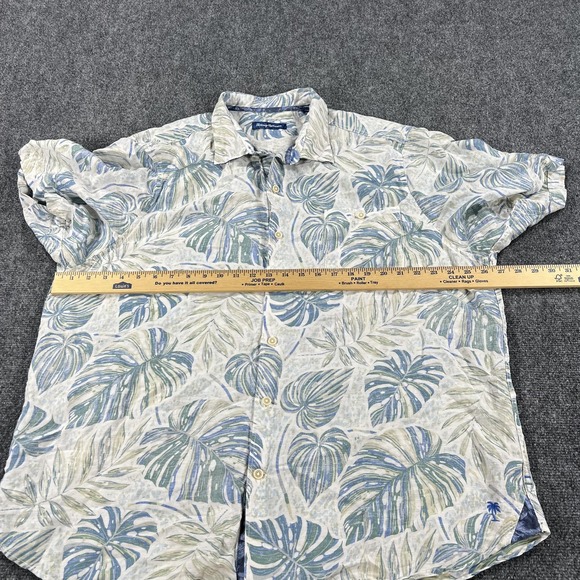 Tommy Bahama Shirt Mens 2XL Blue Green Tropical Leaf Hawaiian Button Front - Picture 7 of 9